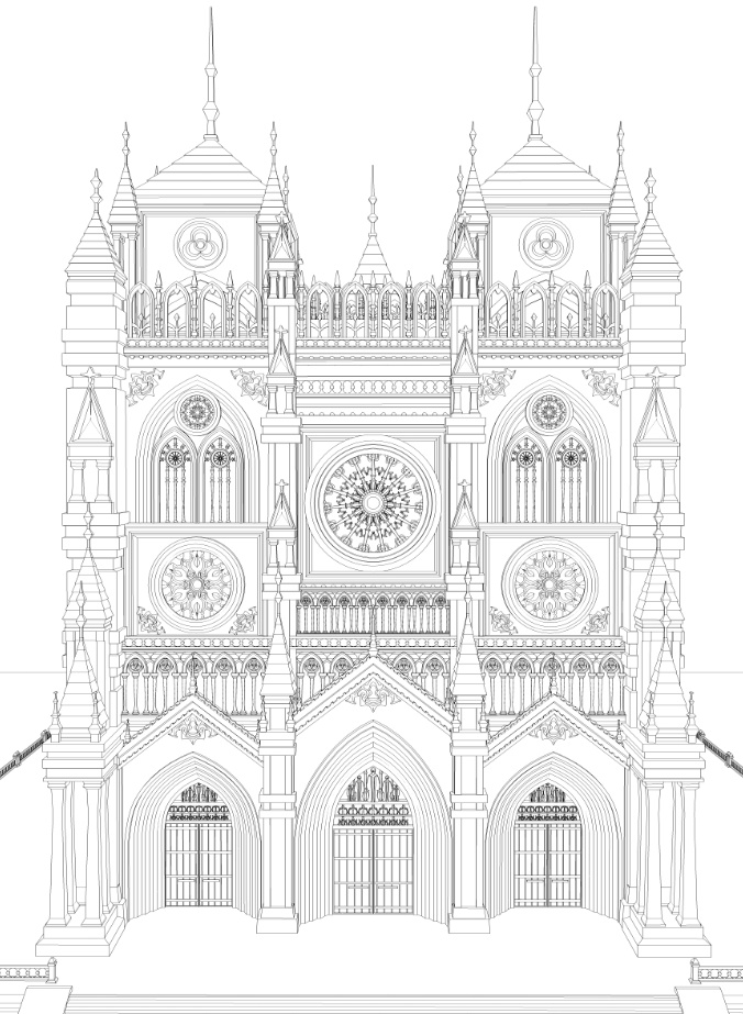 大聖堂/内装あり/講壇/聖堂/シャンデリア/椅子/階段/蝋燭/装飾/他