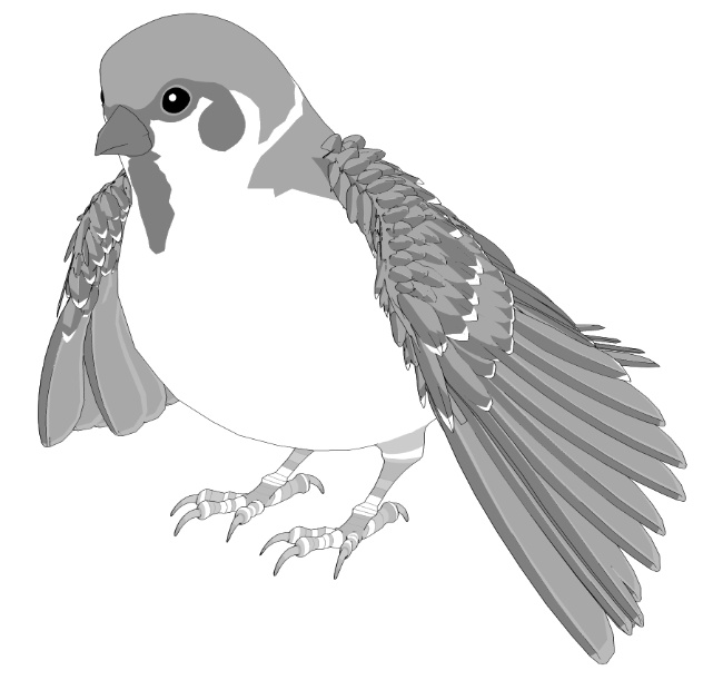 すずめ(羽ツメ身体可動!)羽閉じ版/羽開き版/公園広場/ベンチ/街灯