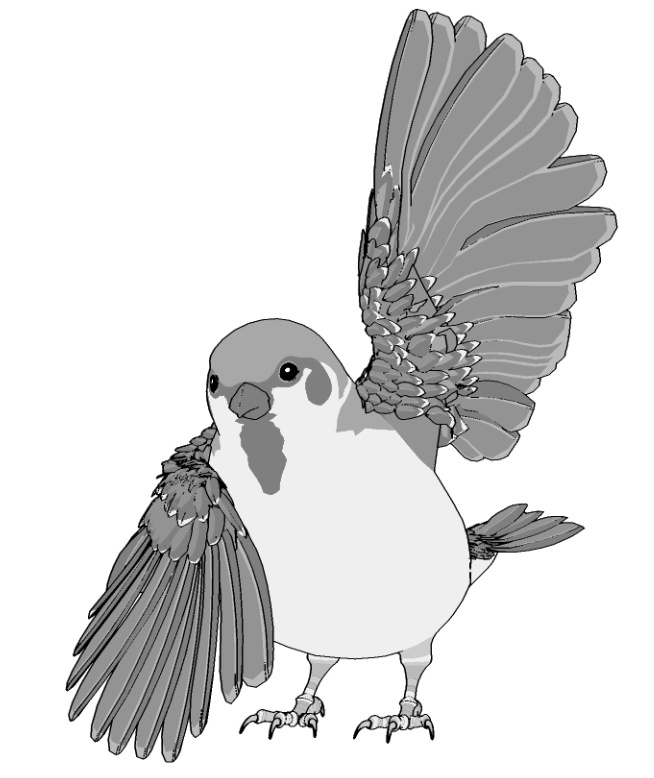 すずめ(羽ツメ身体可動!)羽閉じ版/羽開き版/公園広場/ベンチ/街灯