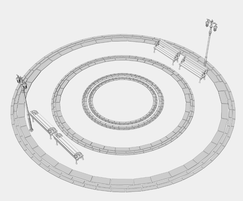 すずめ(羽ツメ身体可動!)羽閉じ版/羽開き版/公園広場/ベンチ/街灯