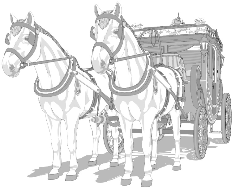 馬車(貴族馬車/普通馬車)馬可動!車輪回転可!内装あり!