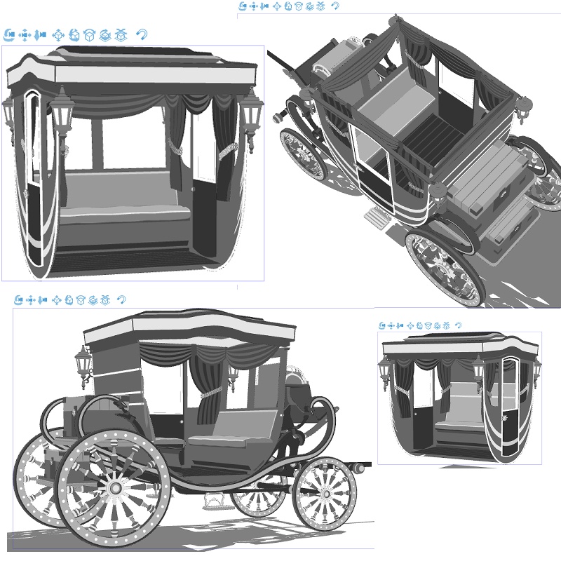 馬車(貴族馬車/普通馬車)馬可動!車輪回転可!内装あり!