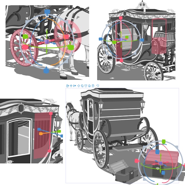 馬車(貴族馬車/普通馬車)馬可動!車輪回転可!内装あり!