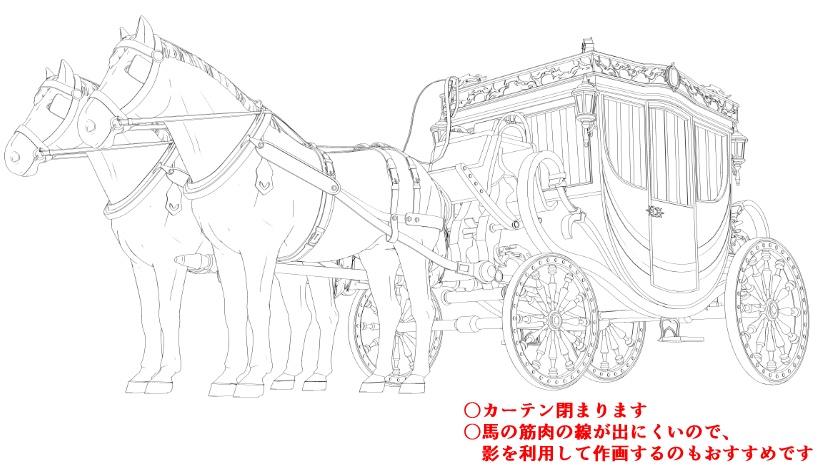 馬車(貴族馬車/普通馬車)馬可動!車輪回転可!内装あり!