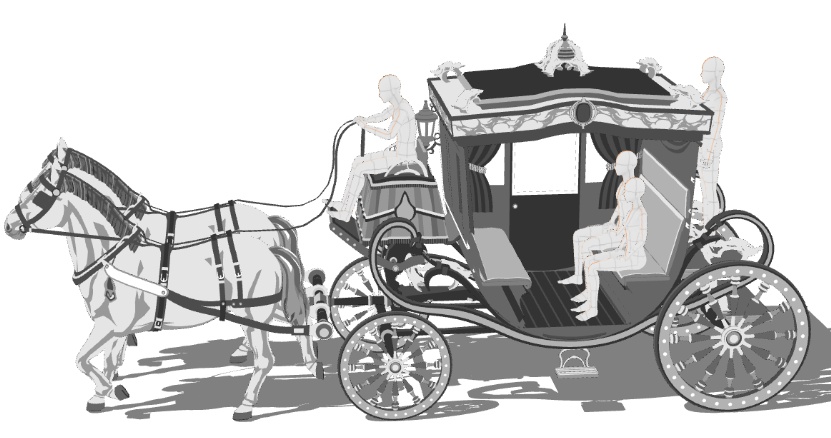 馬車(貴族馬車/普通馬車)馬可動!車輪回転可!内装あり!
