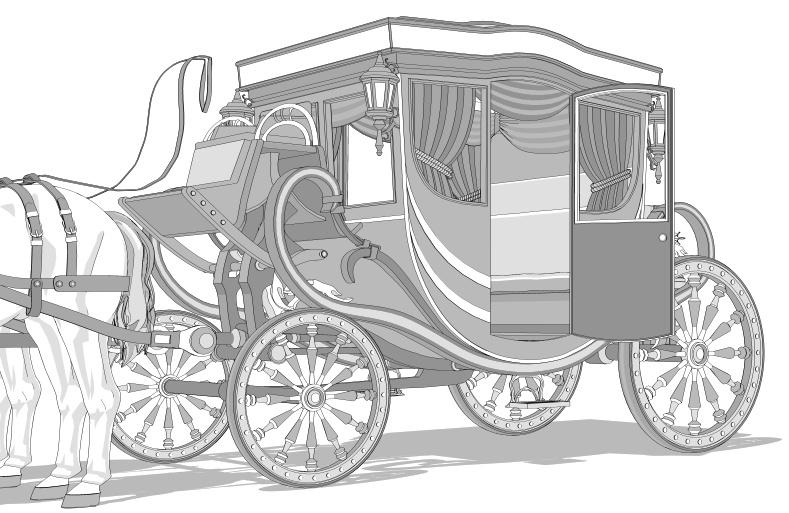 馬車(貴族馬車/普通馬車)馬可動!車輪回転可!内装あり!