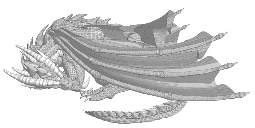 竜(ドラゴン)可動設定色々(歩行など)鱗模様二種!鱗画像二種と羽模様画像二種付!