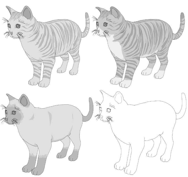猫(ねこ)7種!可動設定多種!口可動!簡易歩行アニメや様々なポーズ設定あります!