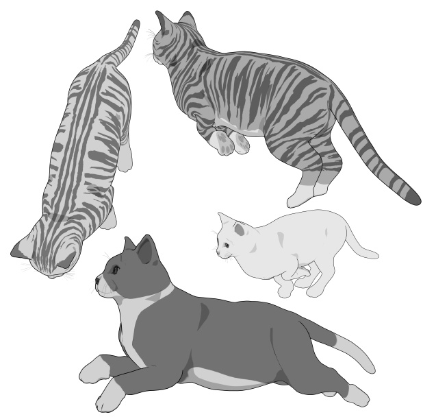 猫(ねこ)7種!可動設定多種!口可動!簡易歩行アニメや様々なポーズ設定あります!