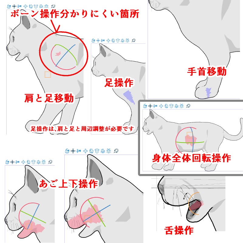 猫(ねこ)7種!可動設定多種!口可動!簡易歩行アニメや様々なポーズ設定あります!