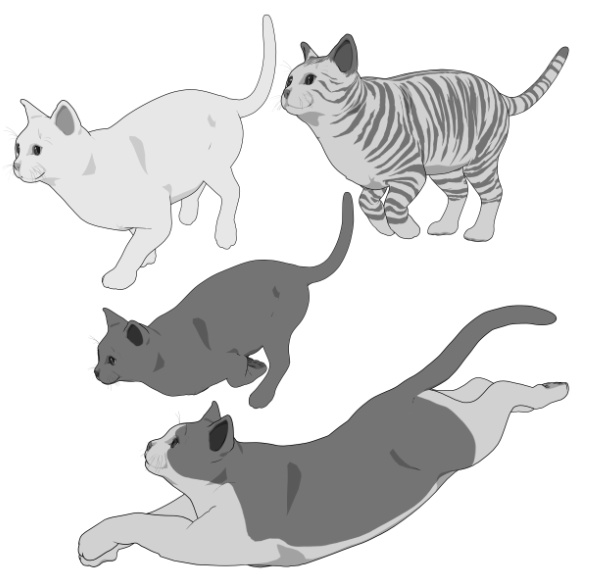 猫(ねこ)7種!可動設定多種!口可動!簡易歩行アニメや様々なポーズ設定あります!