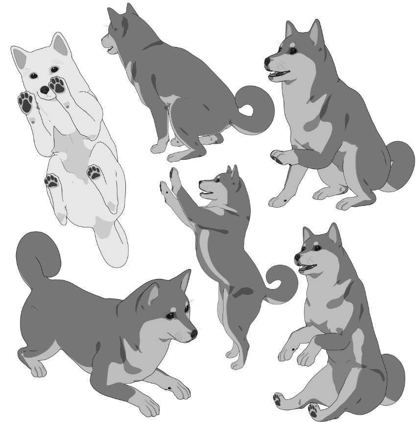 柴犬6種!可動設定多種!口可動!簡易歩行アニメや様々なポーズ設定あります!