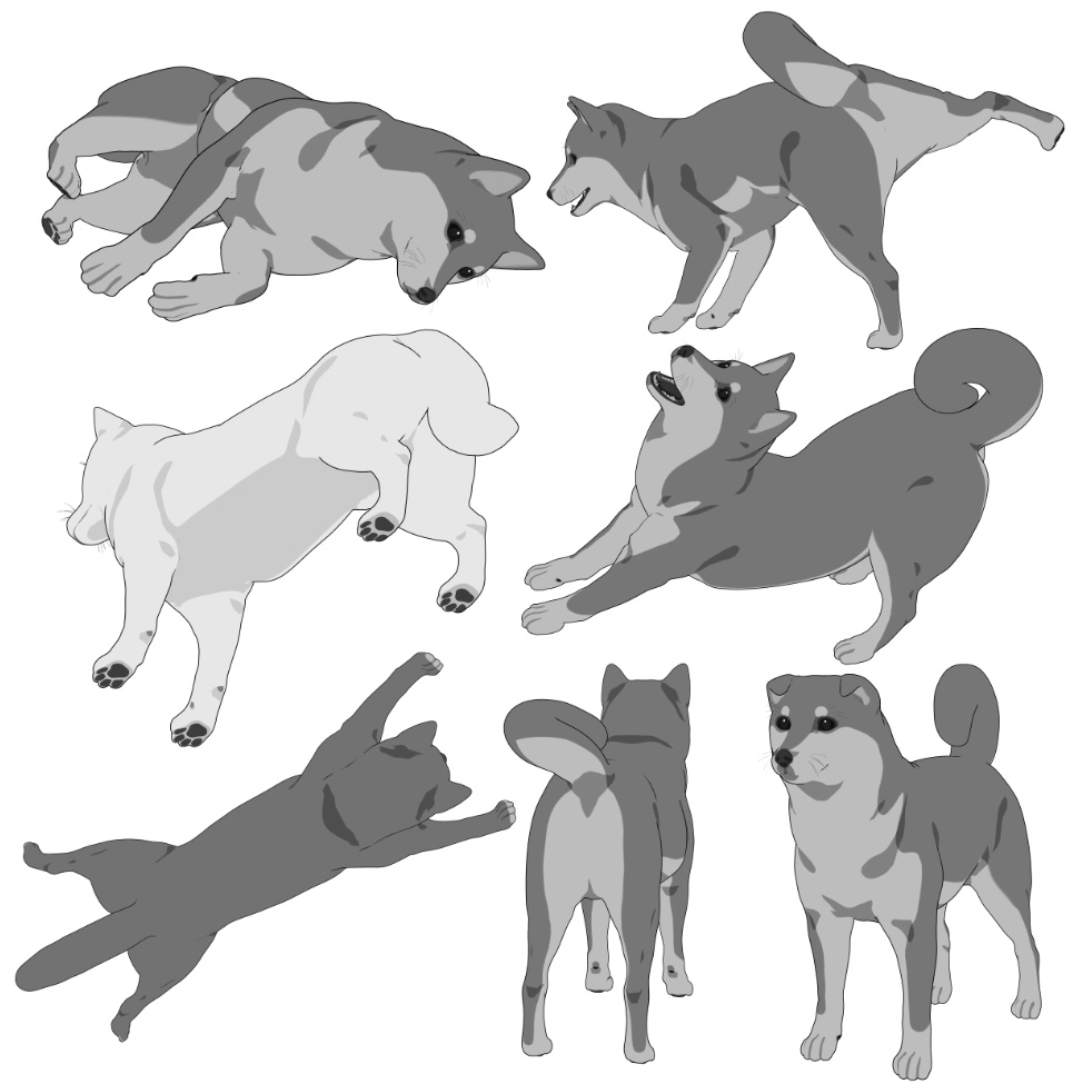 柴犬6種!可動設定多種!口可動!簡易歩行アニメや様々なポーズ設定あります!