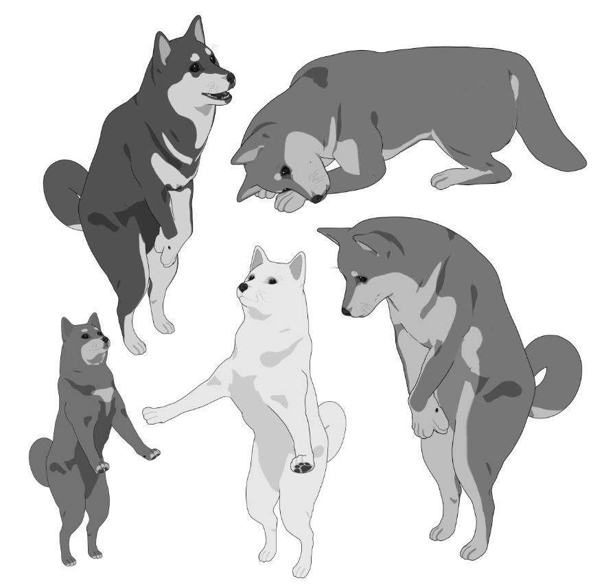 柴犬6種!可動設定多種!口可動!簡易歩行アニメや様々なポーズ設定あります!
