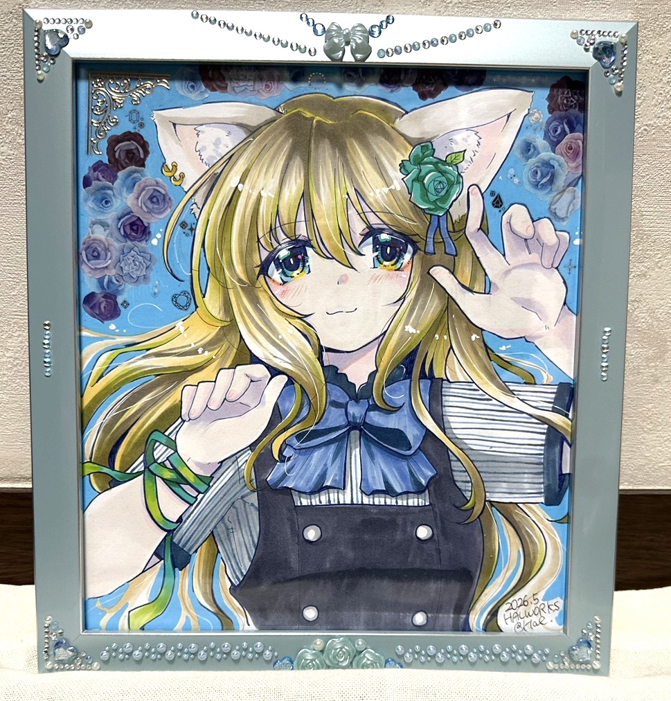 オリジナルアナログ色紙イラスト（額装済）