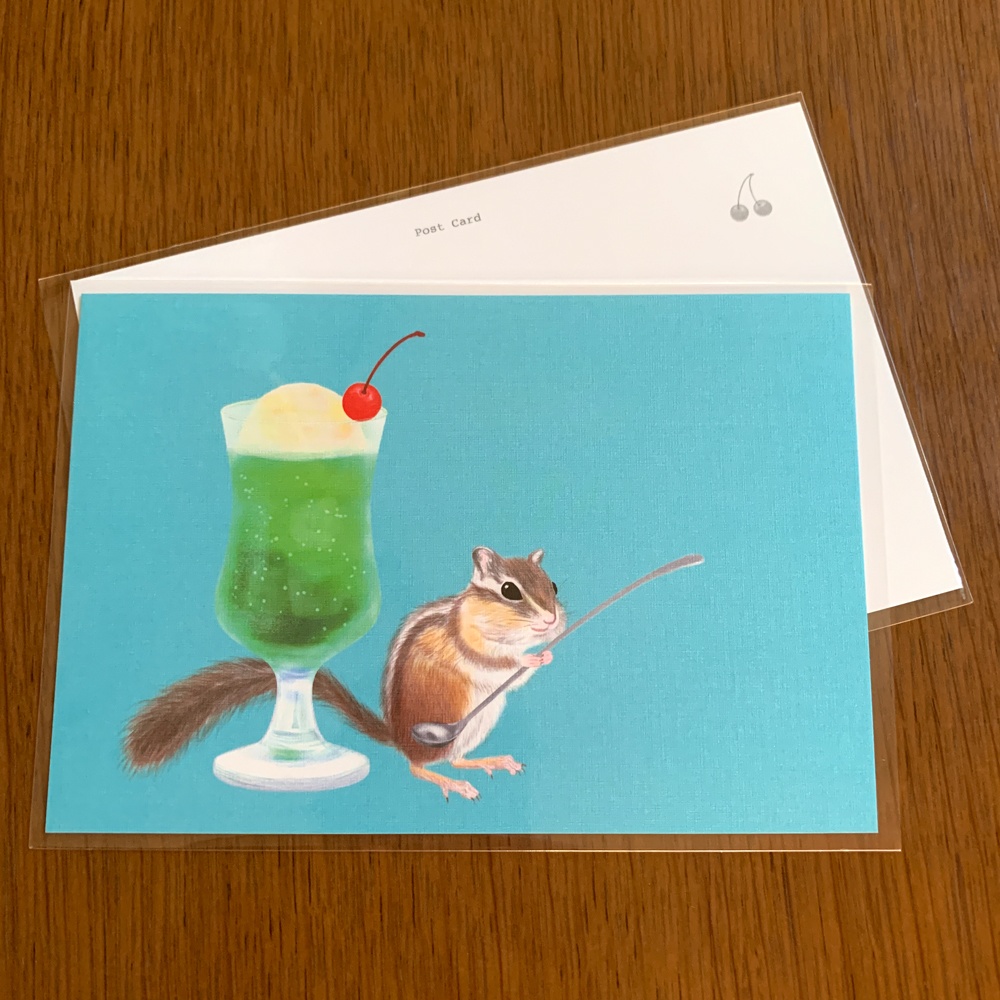 ポストカード:リスとクリームソーダ