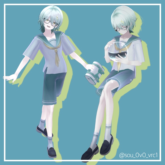 【Free/無料】シンプル少年セーラー服【+Head対応】
