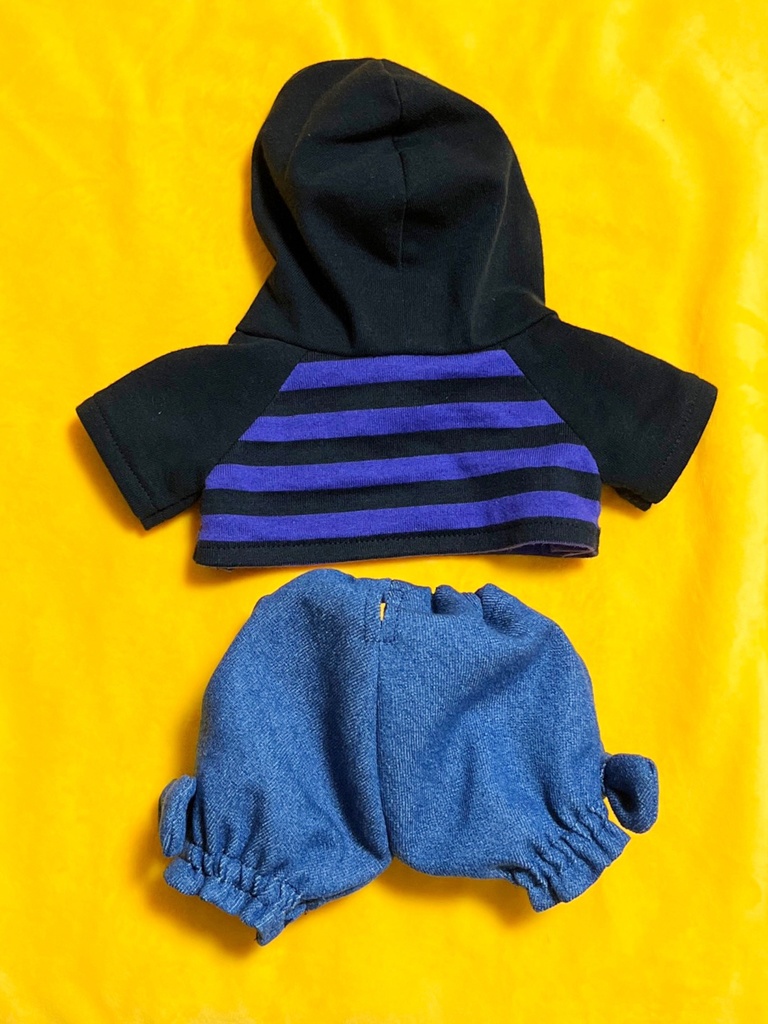 くまのぬいぐるみ用 ラグランパーカー & デニムかぼちゃパンツ