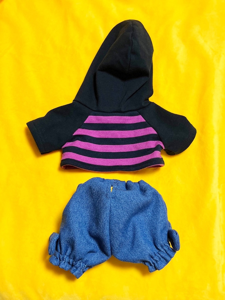 くまのぬいぐるみ用 ラグランパーカー & デニムかぼちゃパンツ