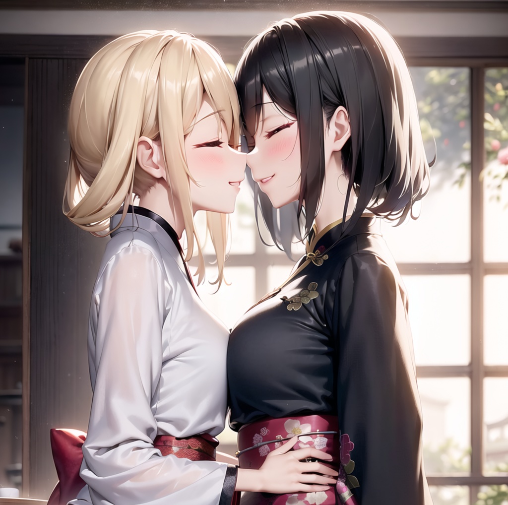 百合・レズ画像 百合画像っぽいスタンプ素材（40枚） - 百合レズAI画像のボタンを押す係 - BOOTH