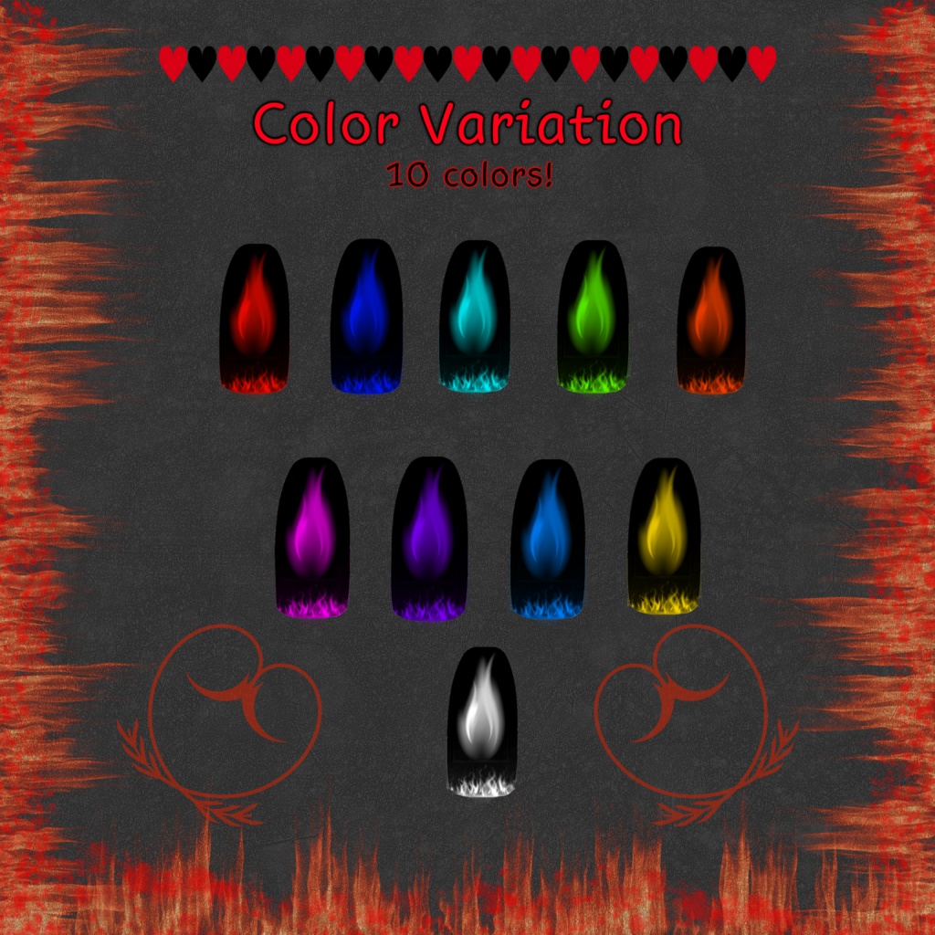 LoversFlame 爪テクスチャ(10アバター対応・10色・PNG/PSD)