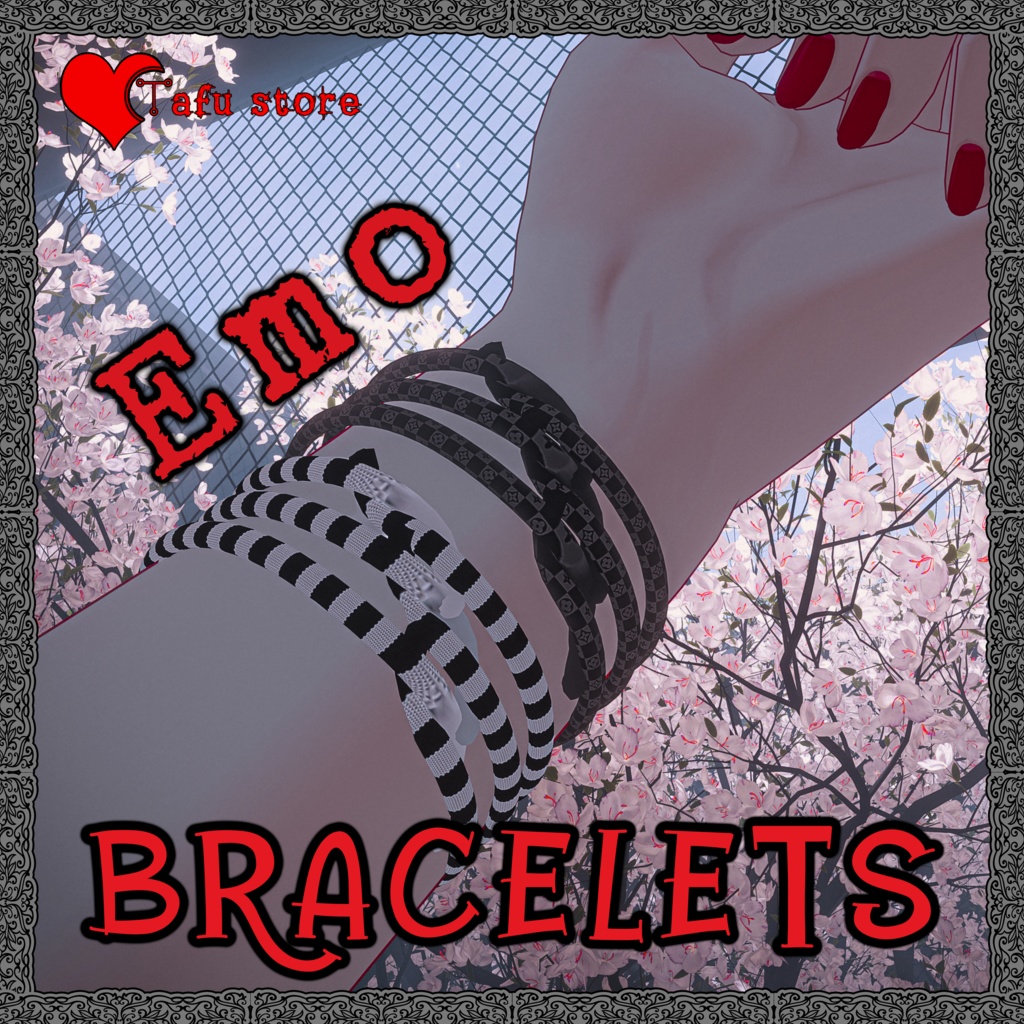 Emo Bracelets(10 変種) (VRCアバターアクセサリー) (Avatar Bracelet Pack) [TafuStore] [VRChat]