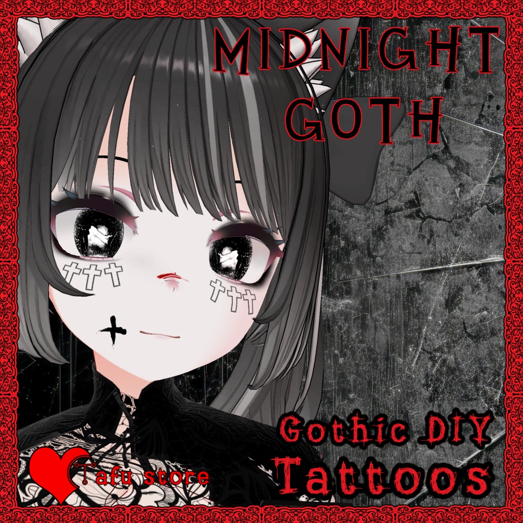 DIY Tattoo / Makeup Textures ꨄ Midnight Goth ꨄ TafuStore テクスチャ ꨄ [VRChat]