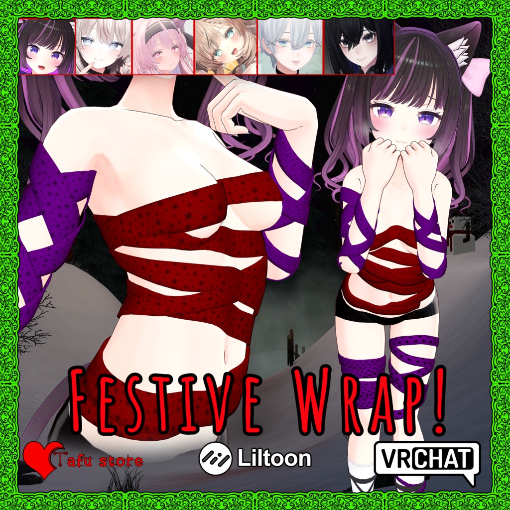 Festive Wrap ~ Bikini For Anon (あのん), Manuka (マヌカ), Shinra (森羅), Lasyusha (ラシューシャ) , Shinano (しなの) ꨄ TafuStore 衣類 ꨄ [VRChat]