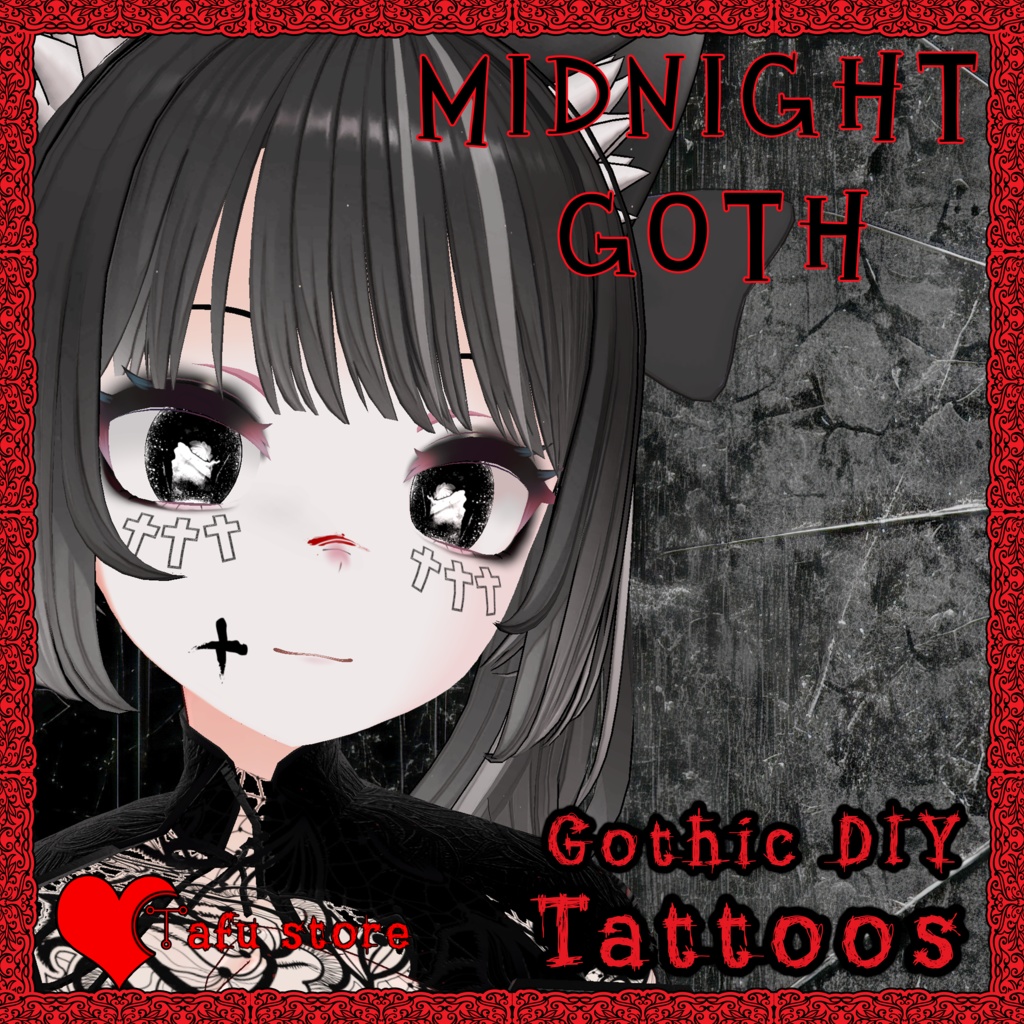 [無料] DIY Tattoo / Makeup Textures ღ Midnight Goth ღ TafuStore テクスチャ ღ [VRChat]