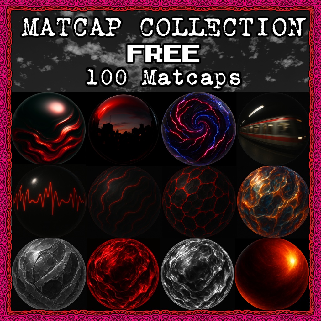 [無料] 100 Matcap Collection 2 ❤️‍🔥 商用利用可 ❤️‍🔥 TafuStore ❤️‍🔥