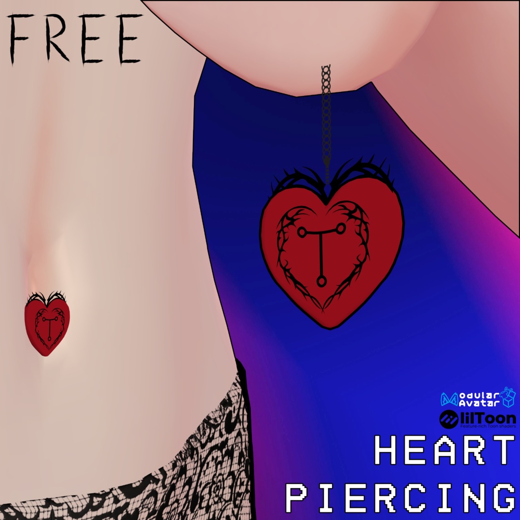 [無料] Heart Piercing ❤️ ハートピアス ❤️ 10アバター対応 ❤️TafuStore 衣類 [VRChat] [Free]