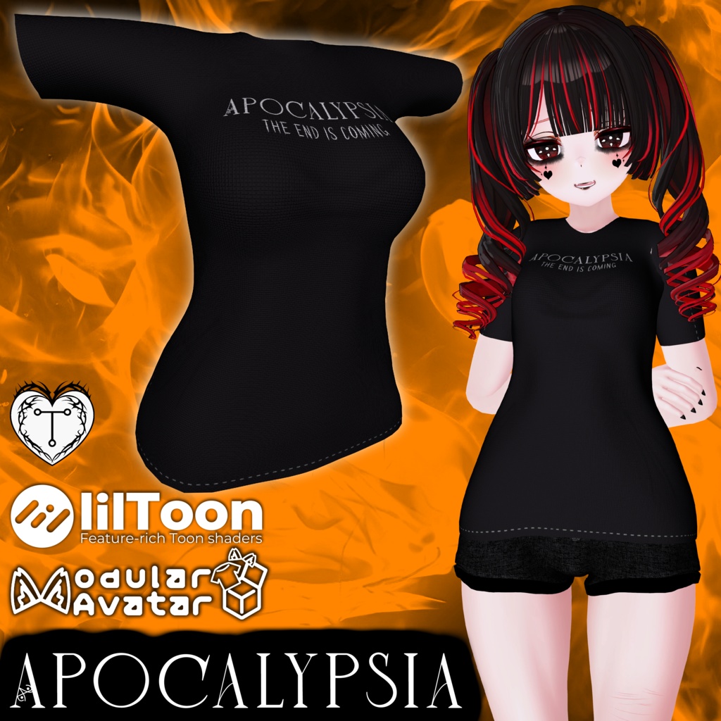 [無料] Apocalypsia T-Shirt 🖤 3D衣装モデル 🖤 10アバター対応 🖤 TafuStore 衣類 🖤 [VRChat] [Free]