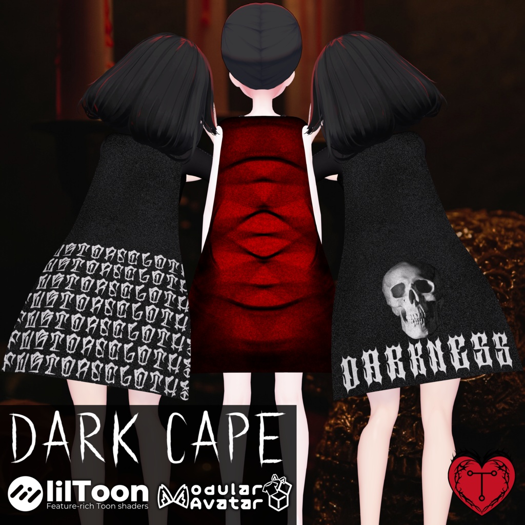 [無料] 闇のマント / Dark Cape 🖤10アバター対応 🖤 3D衣装モデル 🖤 TafuStore 衣類 🖤 [VRChat]