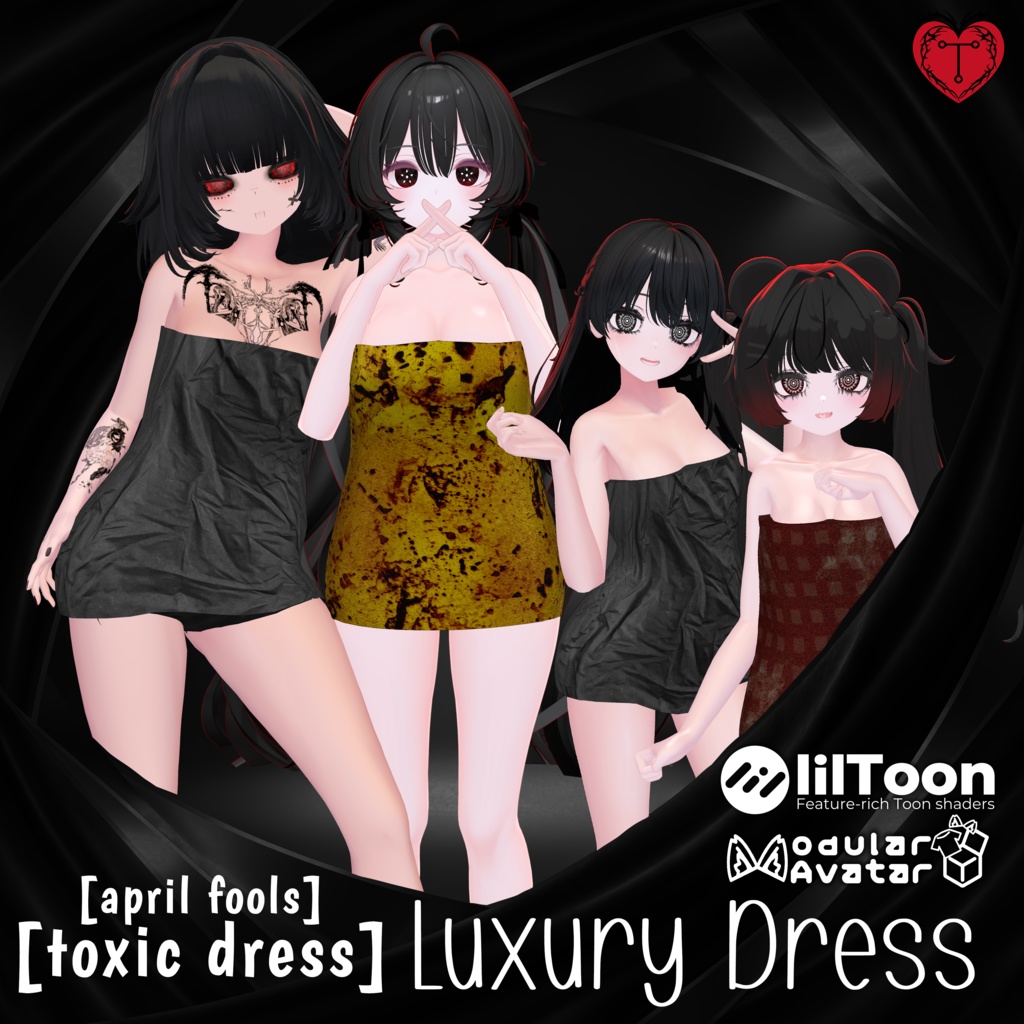 [無料] Luxury Dress 💛 April Fools 💛 10アバター対応 💛 3D衣装モデル 💛 TafuStore 衣類 💛 [VRChat]