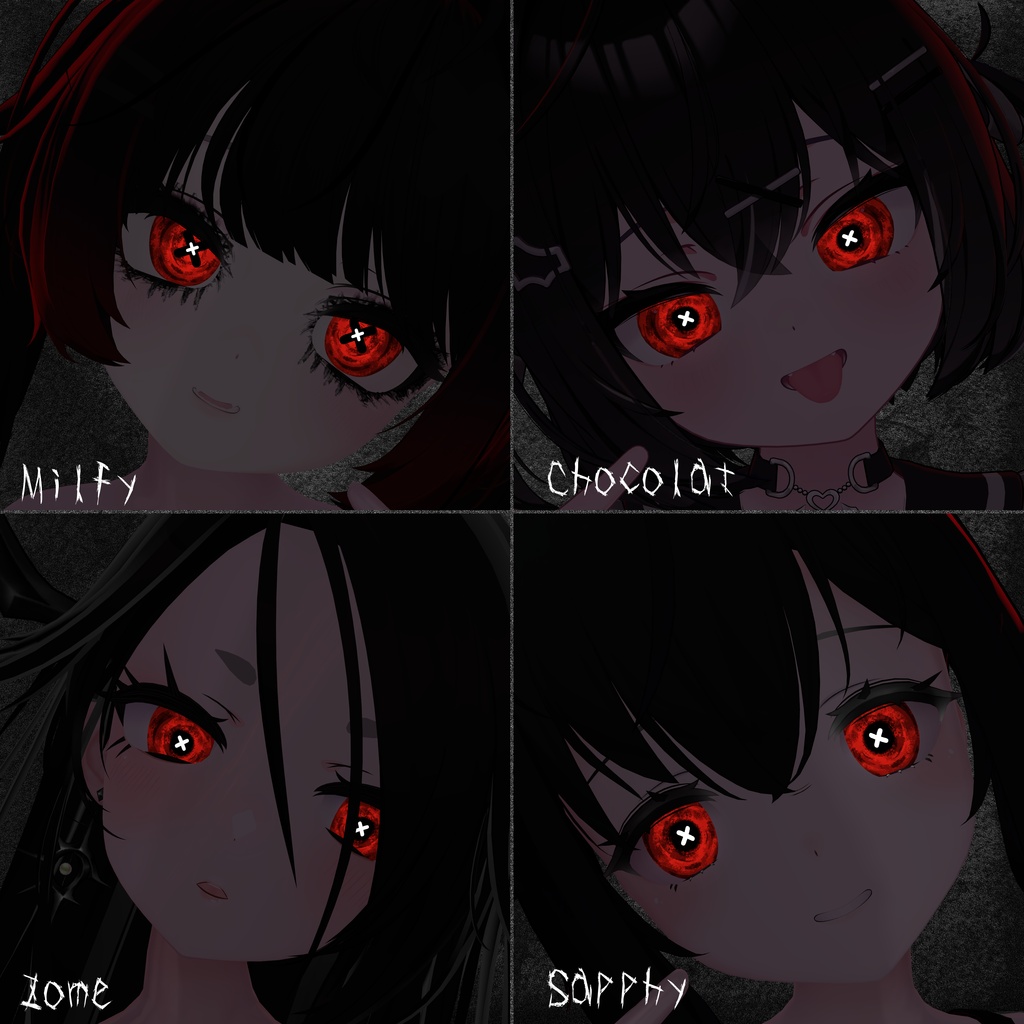 Phantom Vision 🖤 VRChat 瞳テクスチャ 🖤 12アバター対応 🖤 Eye Texture