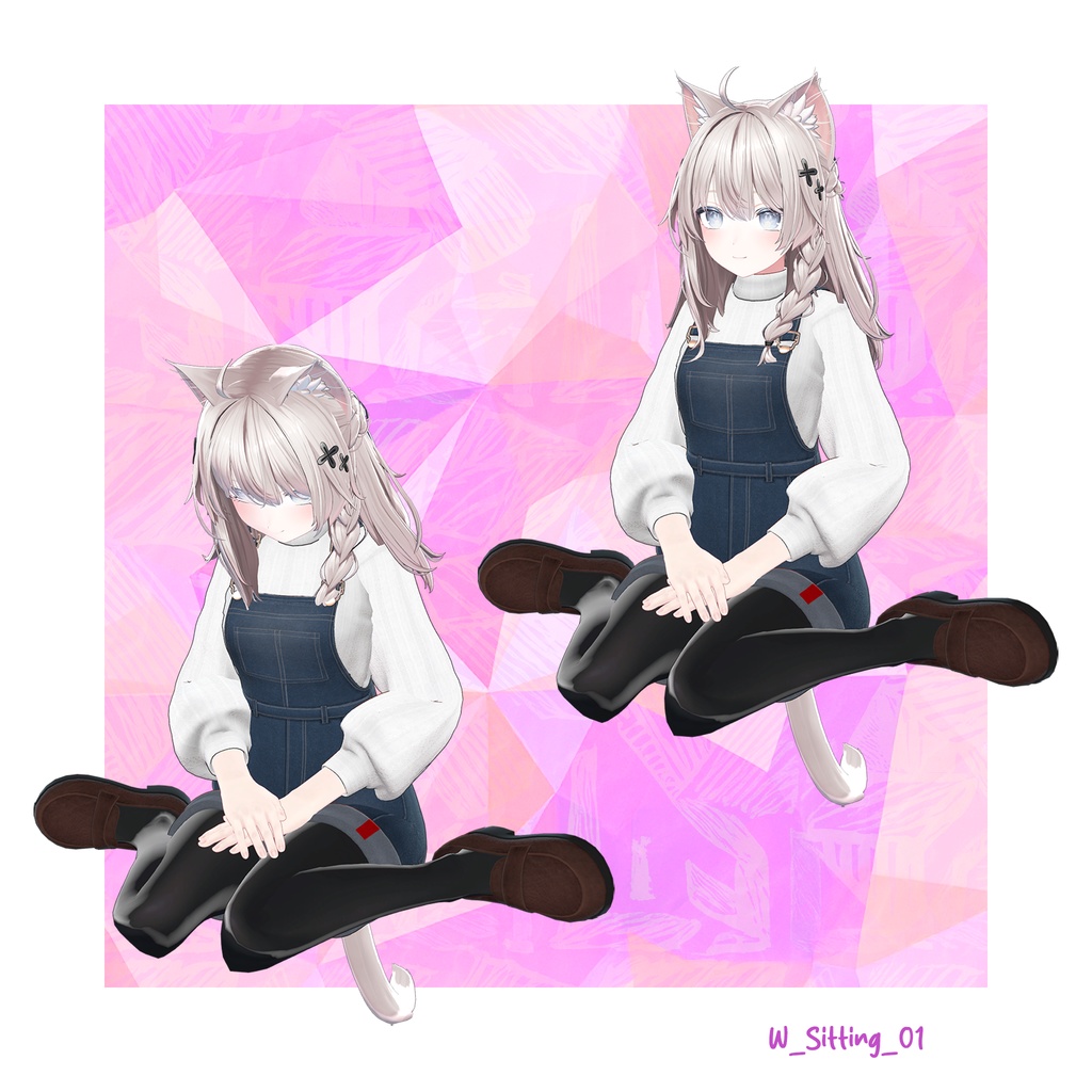 女の子座りポーズアニメーション