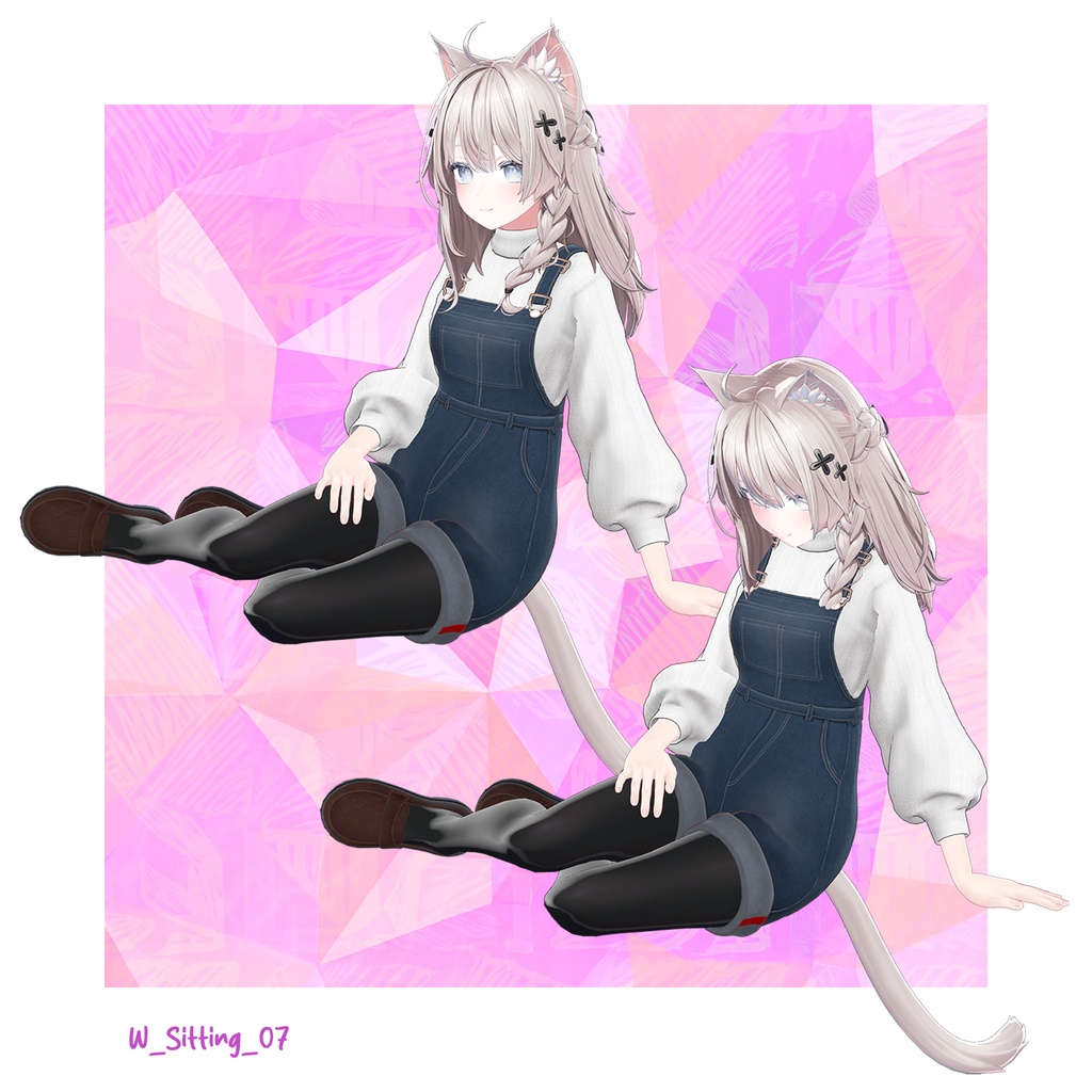 女の子座りポーズアニメーション