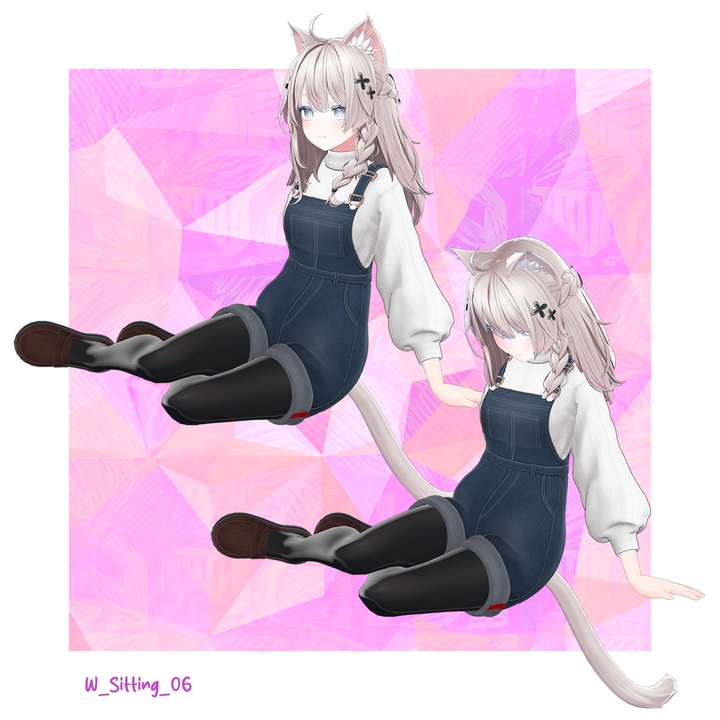 女の子座りポーズアニメーション