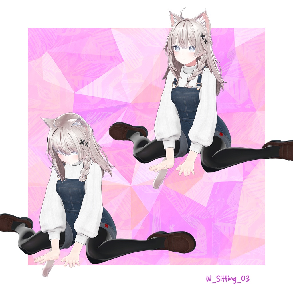 女の子座りポーズアニメーション