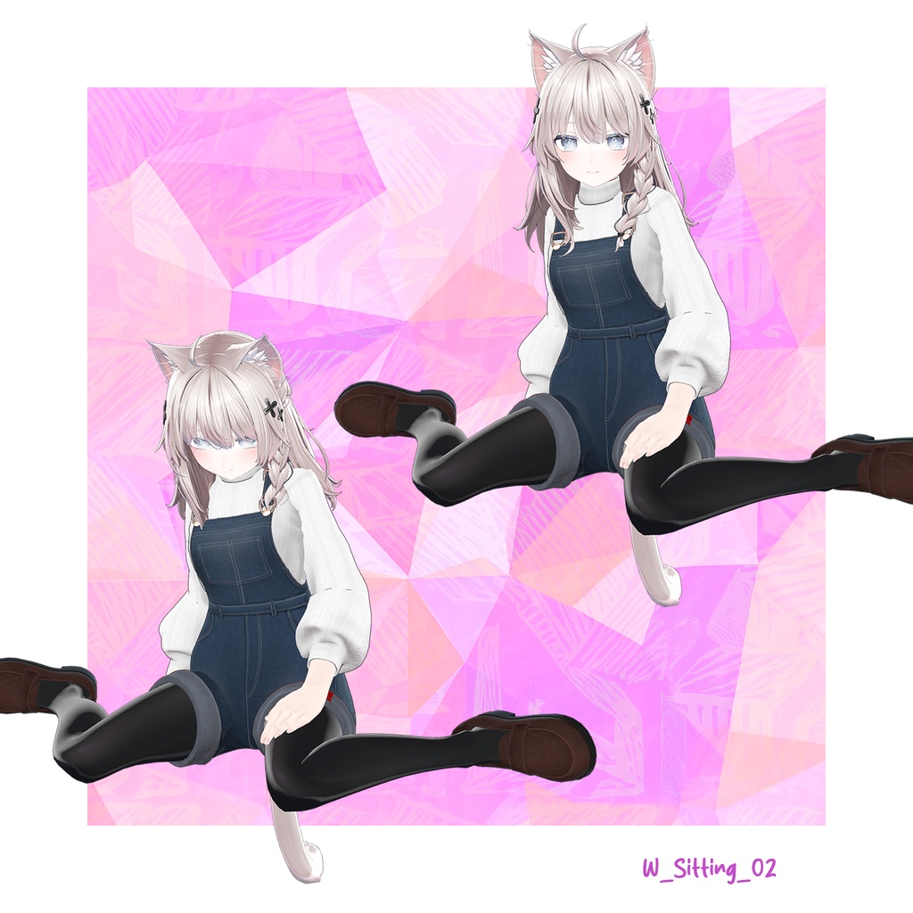 女の子座りポーズアニメーション