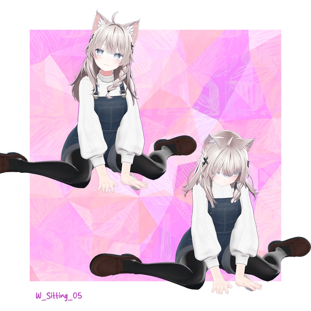 女の子座りポーズアニメーション