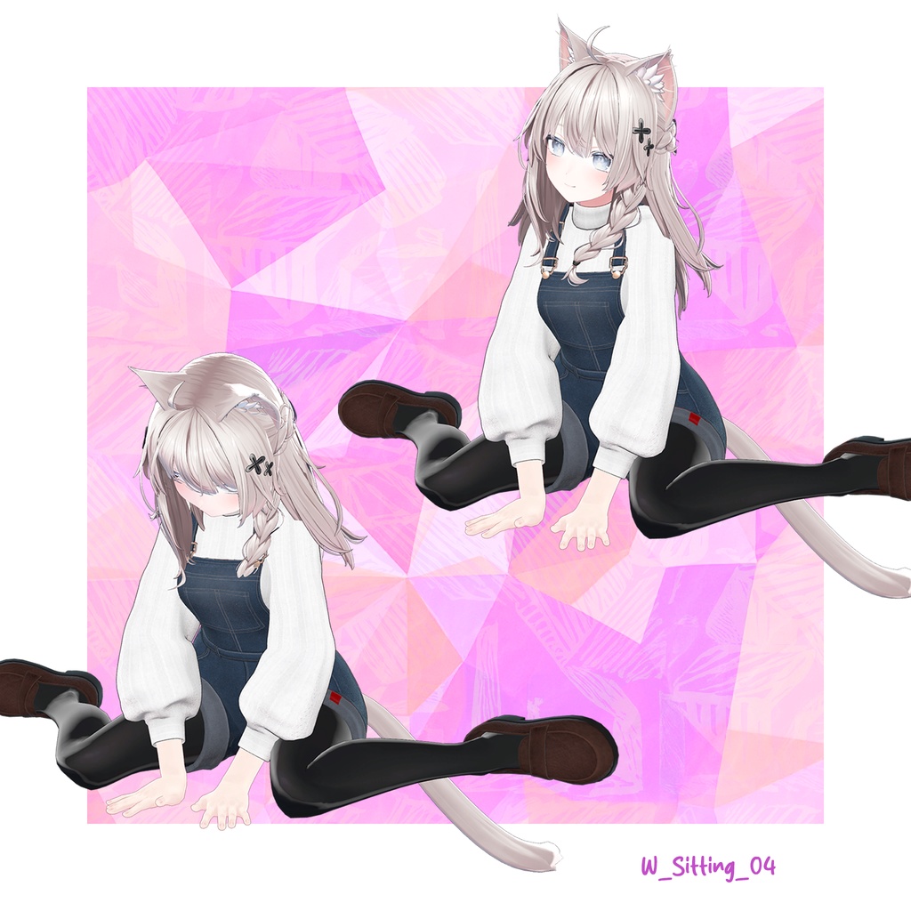 女の子座りポーズアニメーション