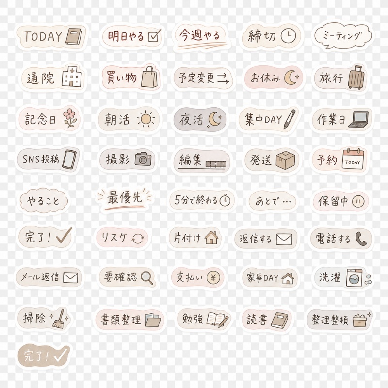 デジタルプランナーステッカー くすみカラー