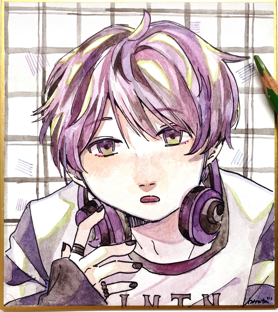 ミニ色紙原画【むらさき】