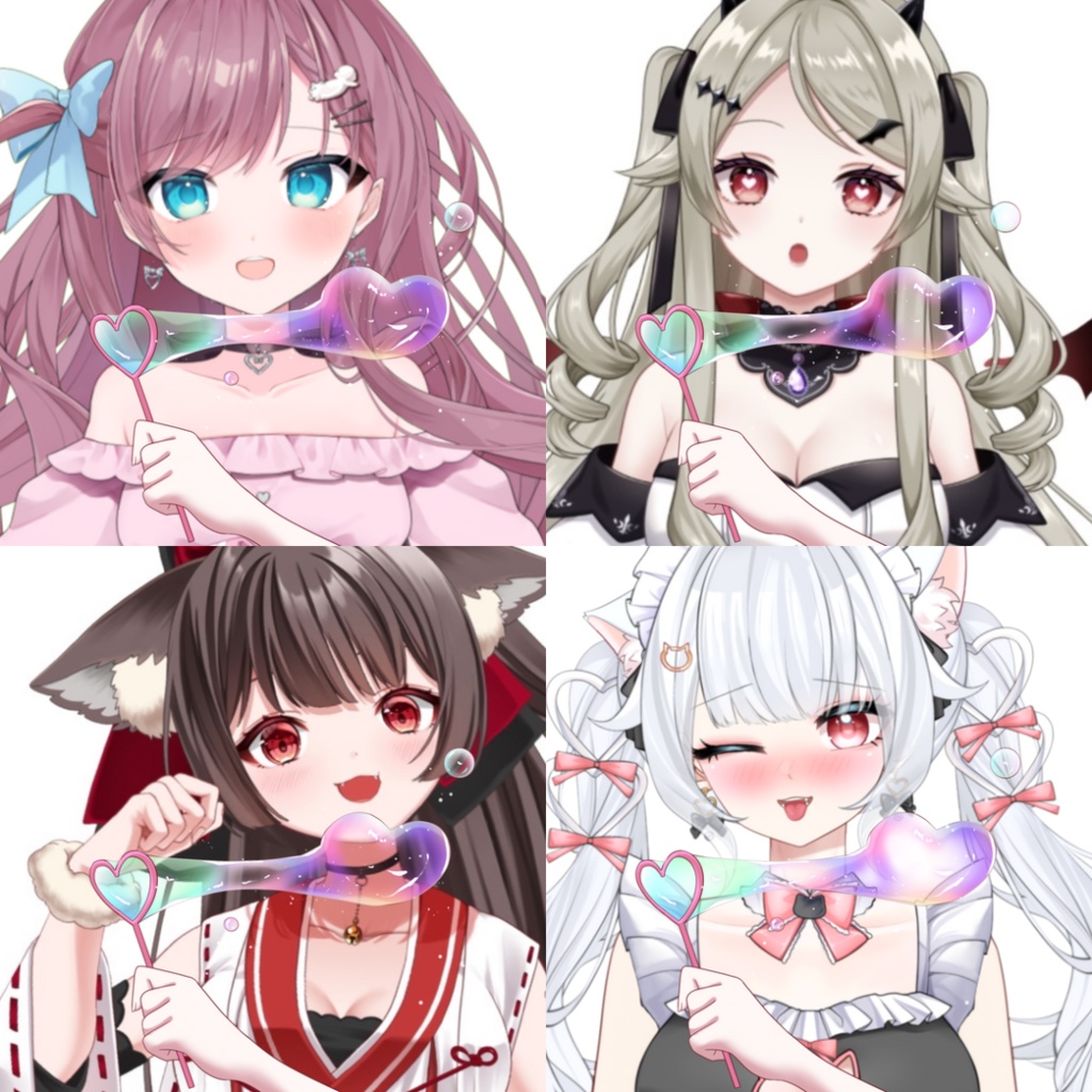 Vtuber素材-ハートのシャボン玉を持つ手高画質＋商用利用権