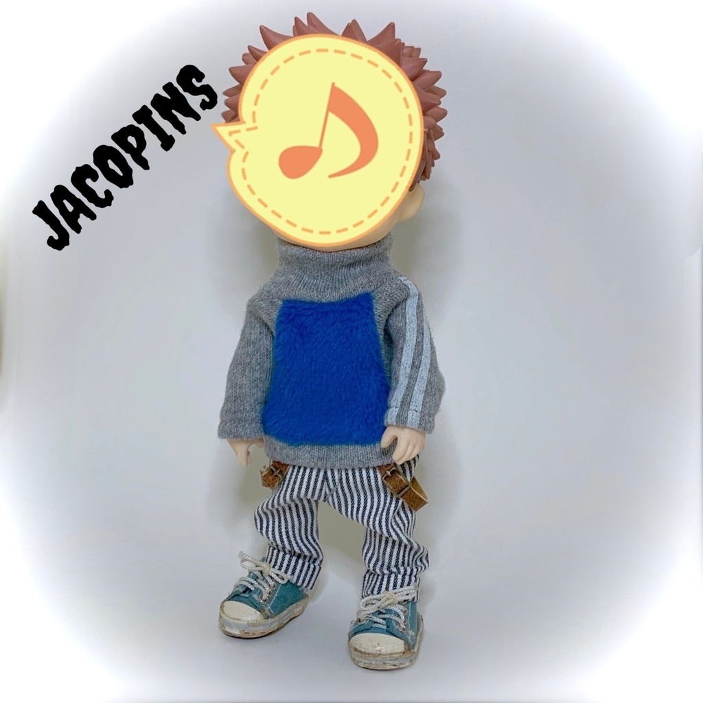 もふトレーナー&革サスパンツ(グレー)