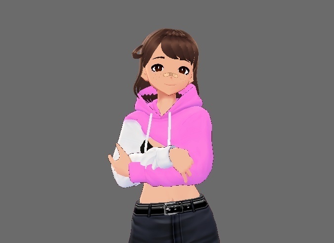 [VRoid BETA ONLY] Pink and White Cropped Hoodie for VRoid | ピンク＆白いクロップドパーカー