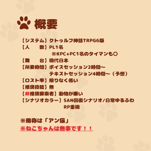 【CoC6th】 Cafe Anthuriumには猫がいる