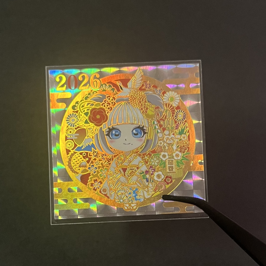 【箔押し】もみじちゃんお正月2026verシール