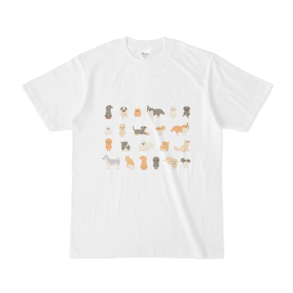 犬だらけオリジナルTシャツ　白（ホワイト）